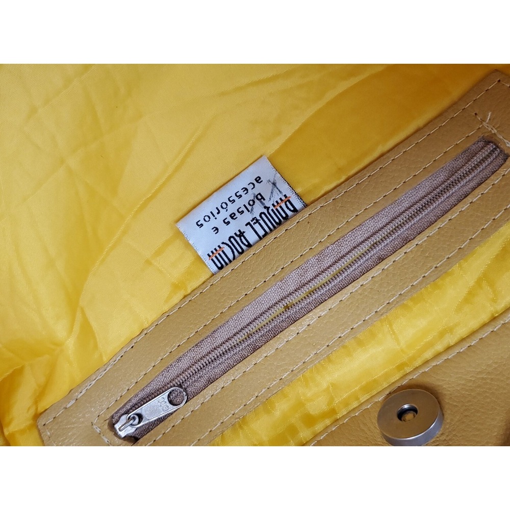 Raquel Rocha Bolsas e Large Shoulder Bag Leather Mustard Tote Made In Brazil‎ - Picture 8 of 12